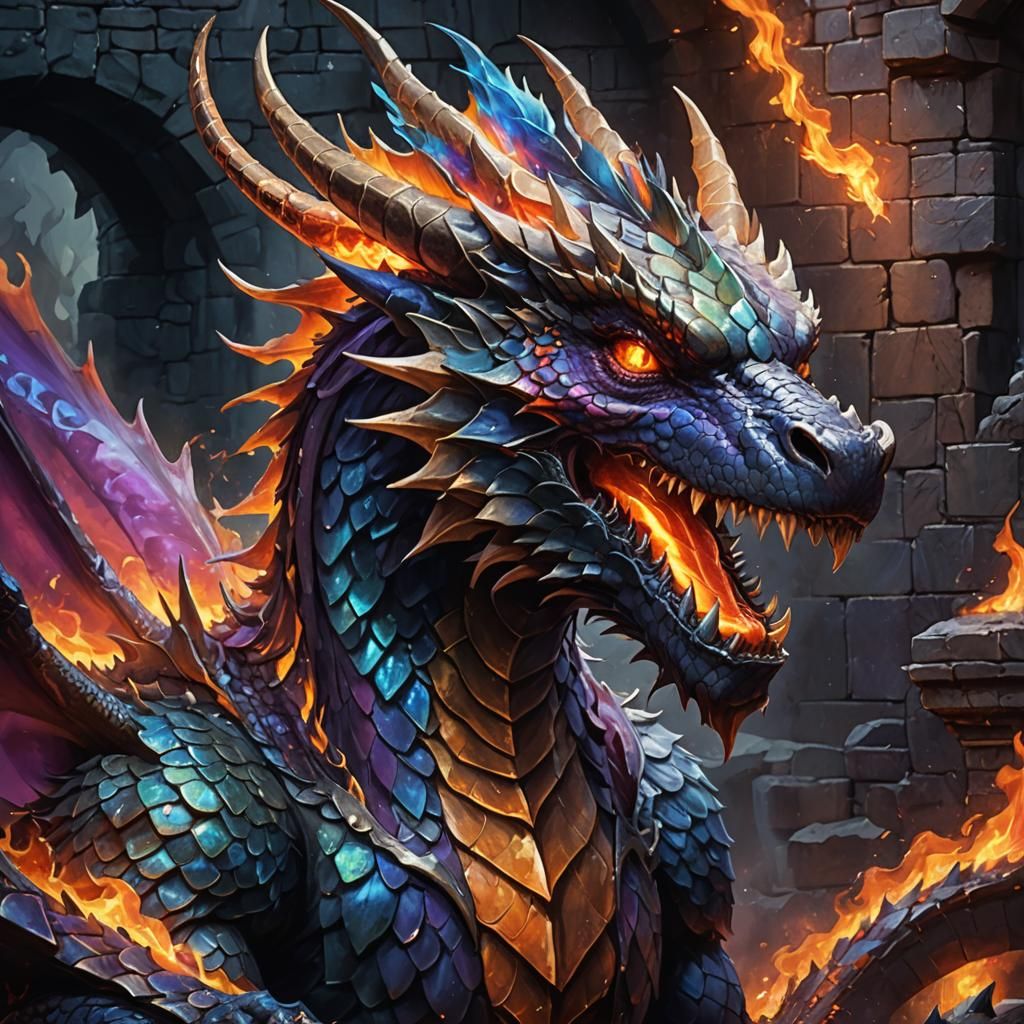 Dragon Portrait in High Fantasy Oil Painting