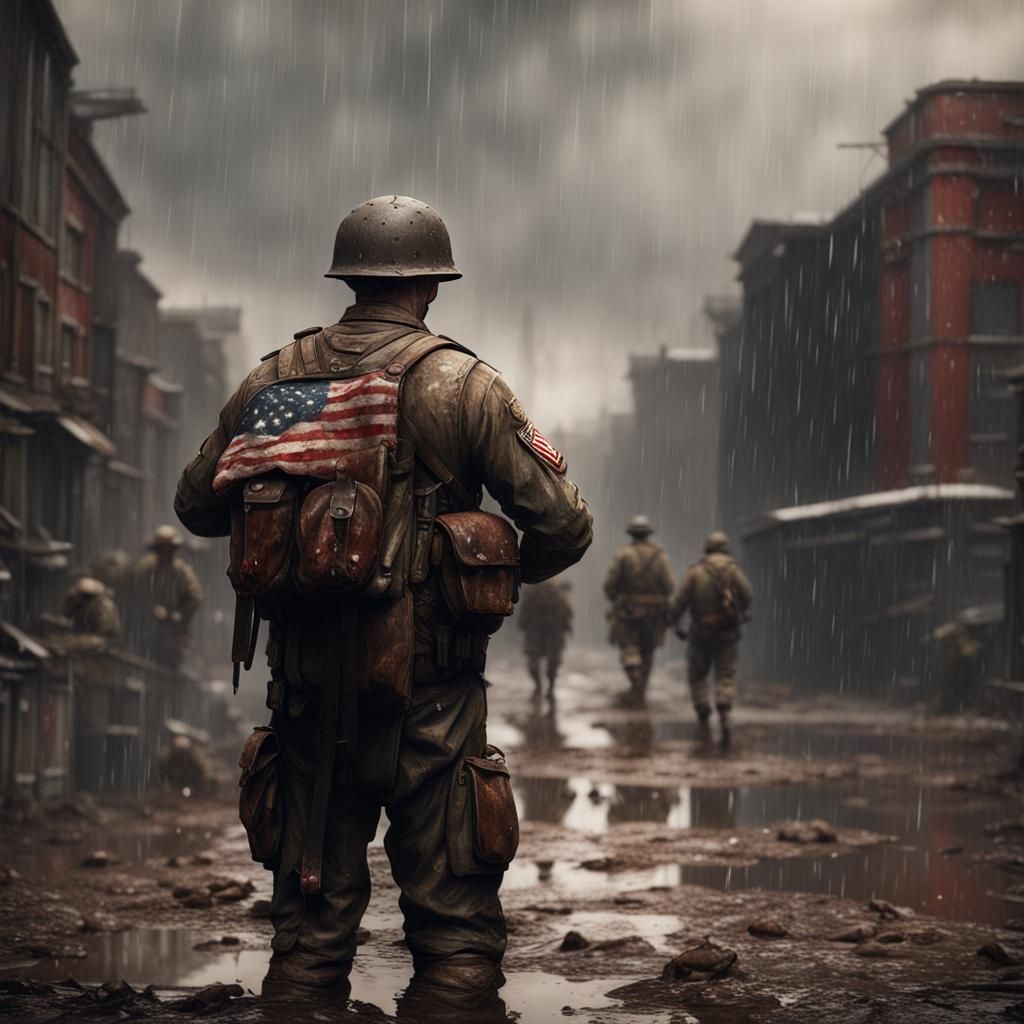 Crying American Soldier in World War 2