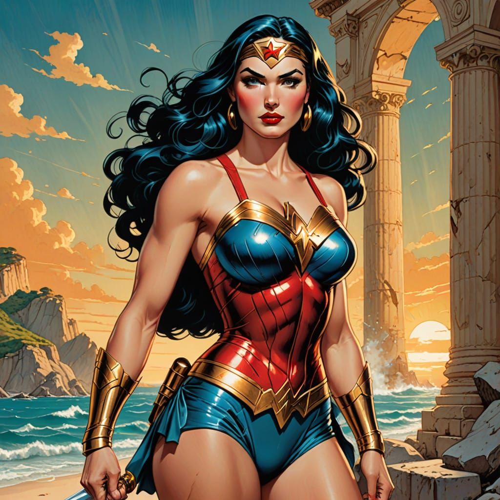 Amazonian Goddess in Vintage Pin-Up Style