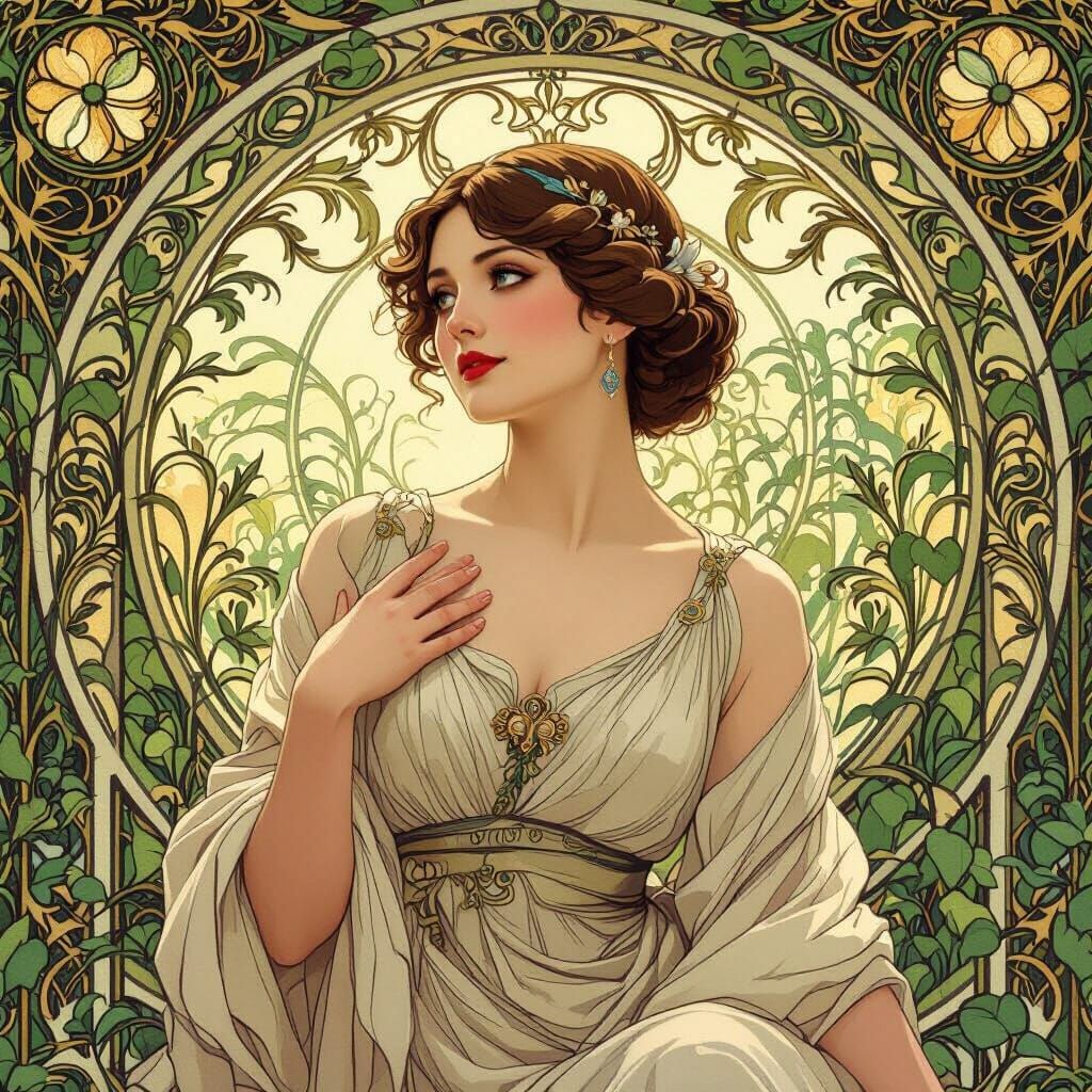 Elegant Woman in Art Nouveau Style