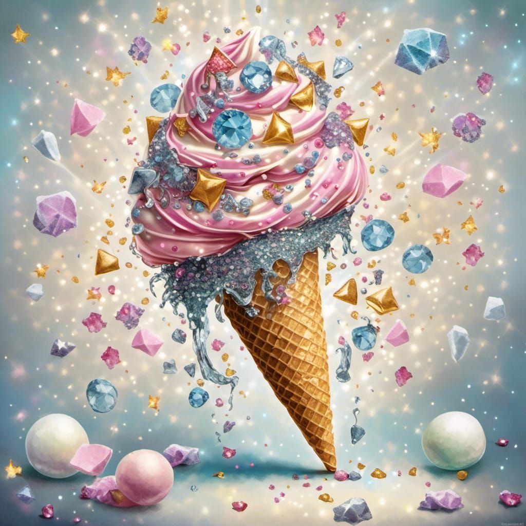 Diamond Ice Cream Cone in Fairy Fantasy Style