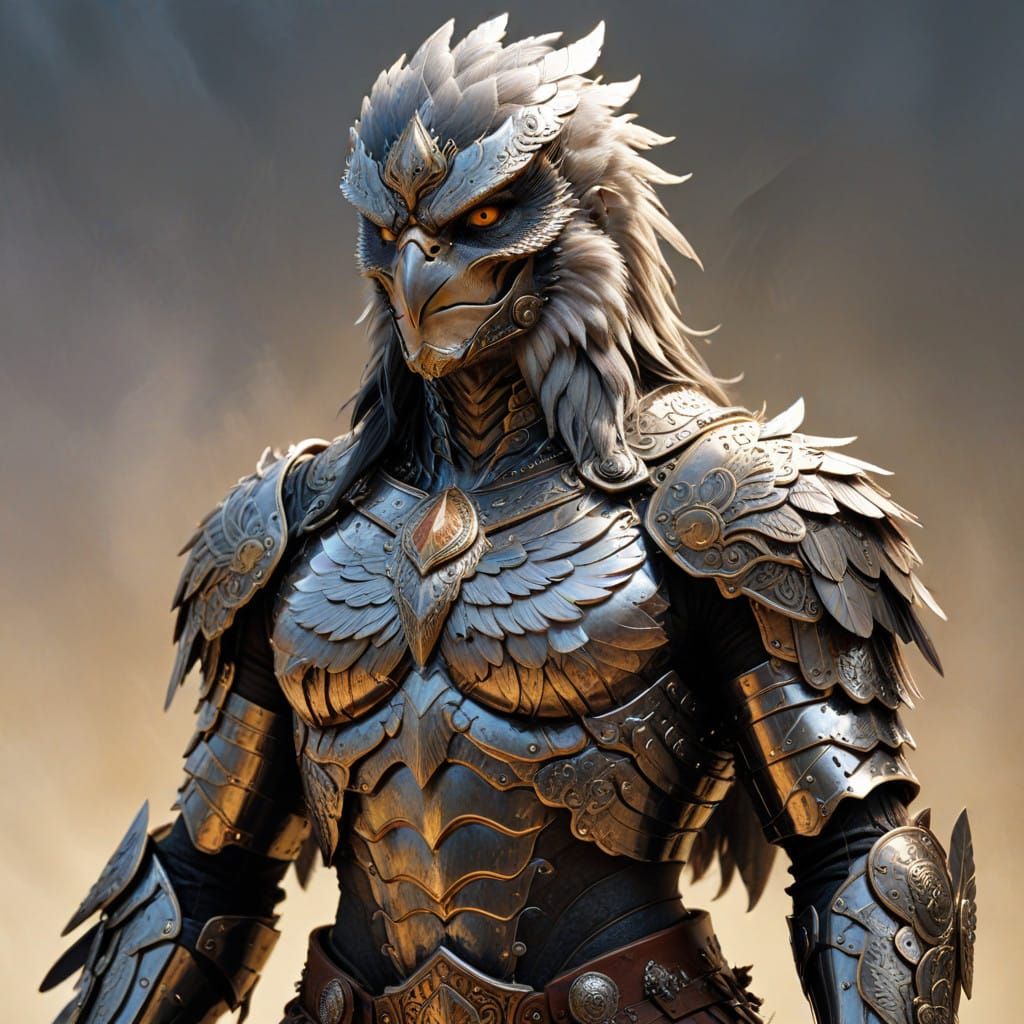 Majestic Anthro Hawk in Shining Plate Armor