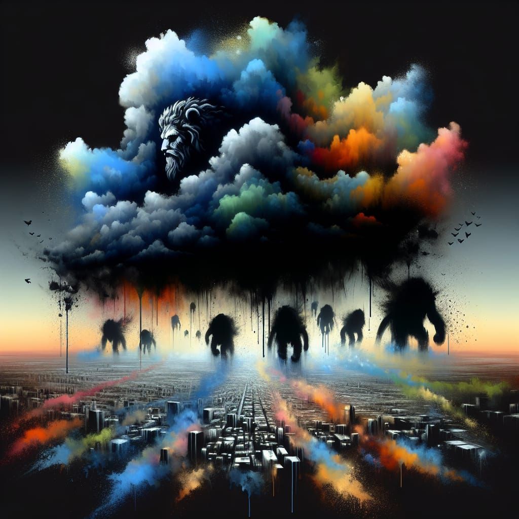 Immense Black Cloud Descends on City: Street Art