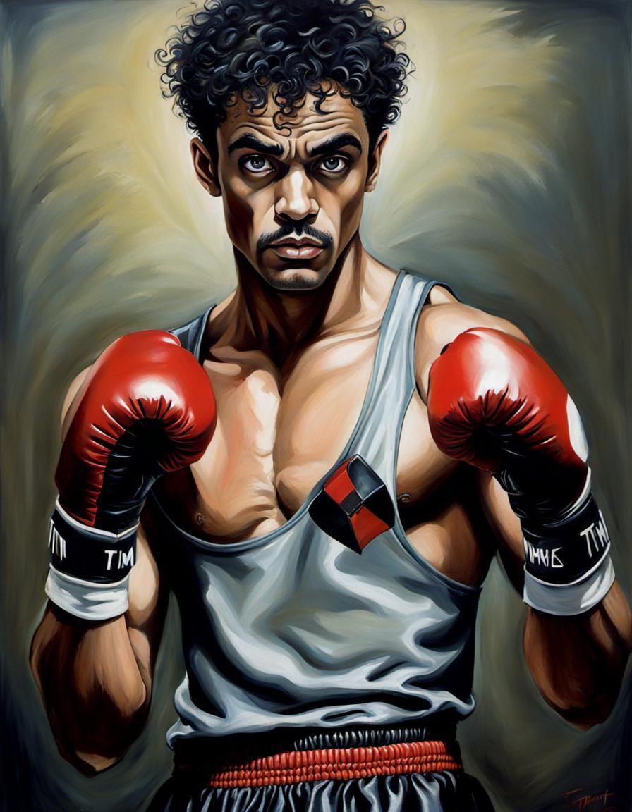 Handsome Boxer with Gloves, in Gothic Fantasy Style