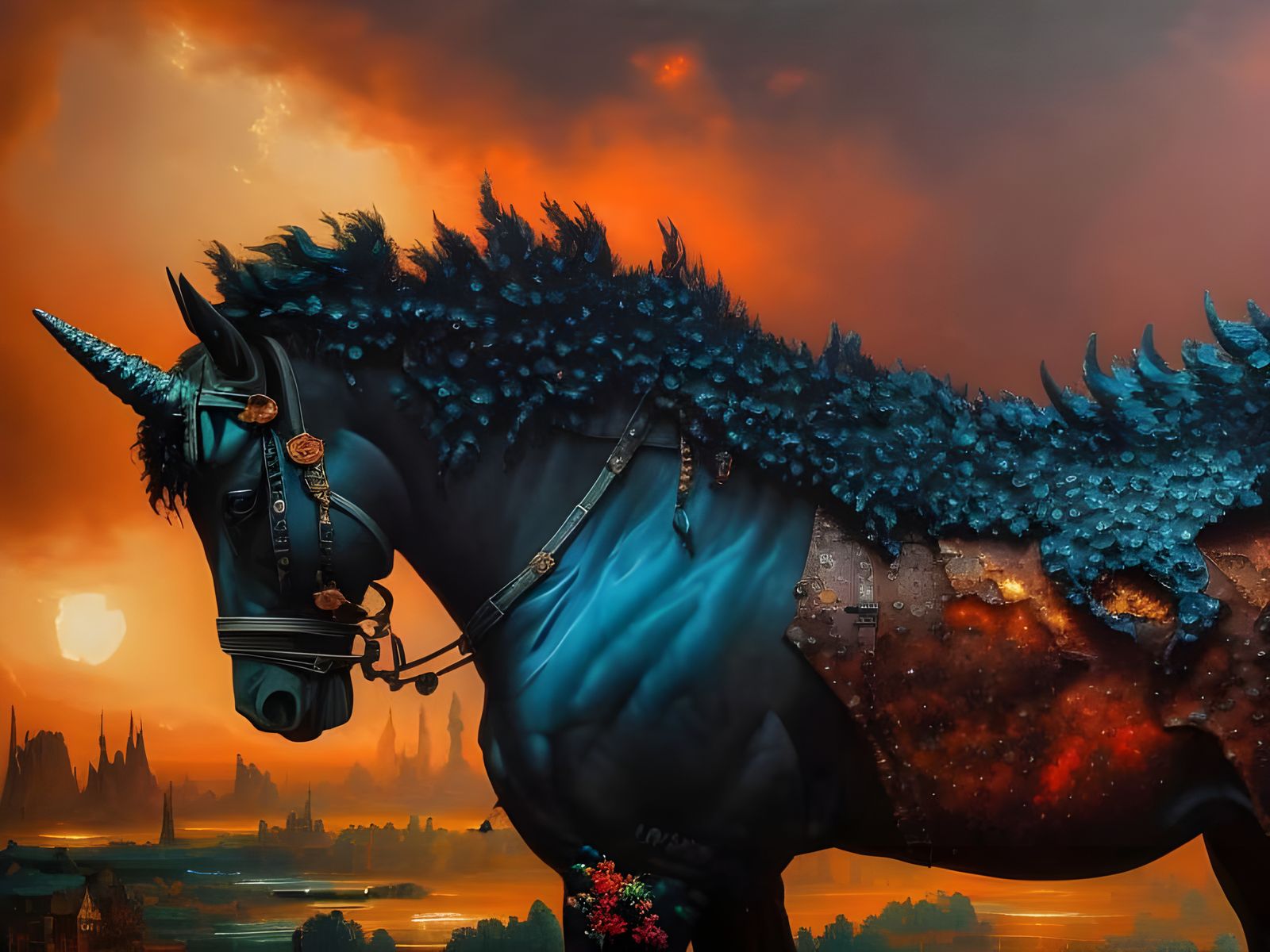 His loyal riding partner is a black Unicorn