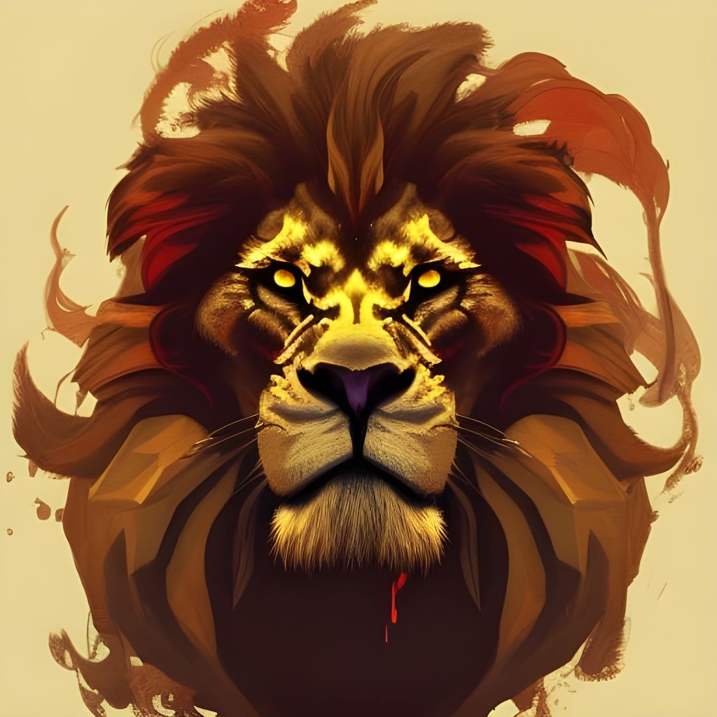 Demonic Lion Portrait in Hyperdetailed Digital Art