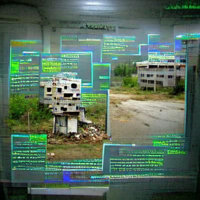 Overgrown Futuristic Cityscape in Cyberpunk Style