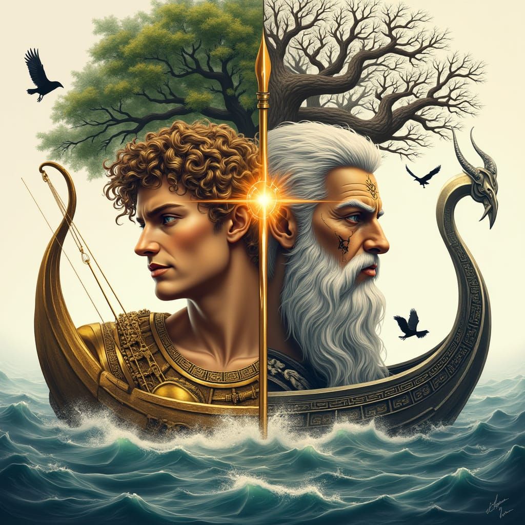 Apollo and Odin Merged in Epic Classical-Norse Art