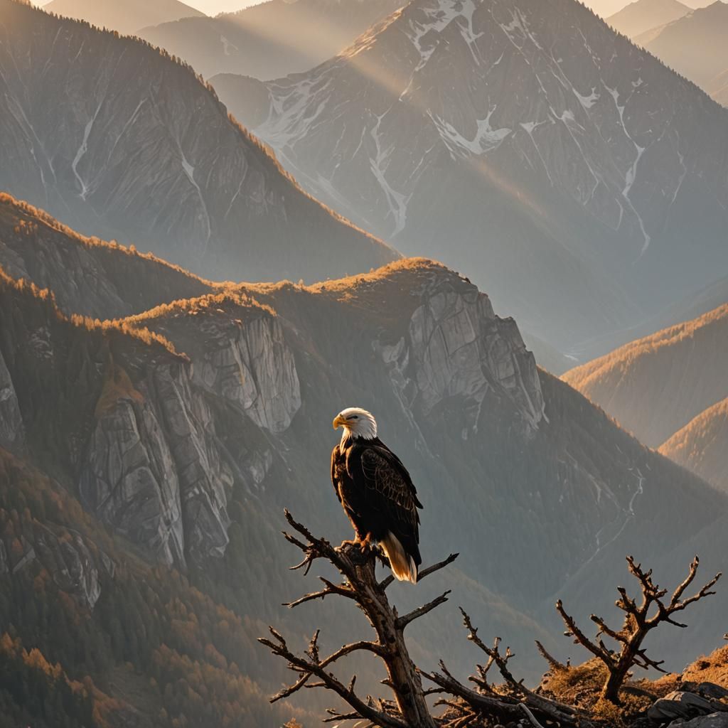 Eagle in Mountain Sunrise