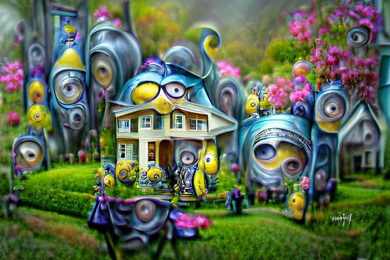 Surreal Minion House in Psychedelic Lowbrow Style