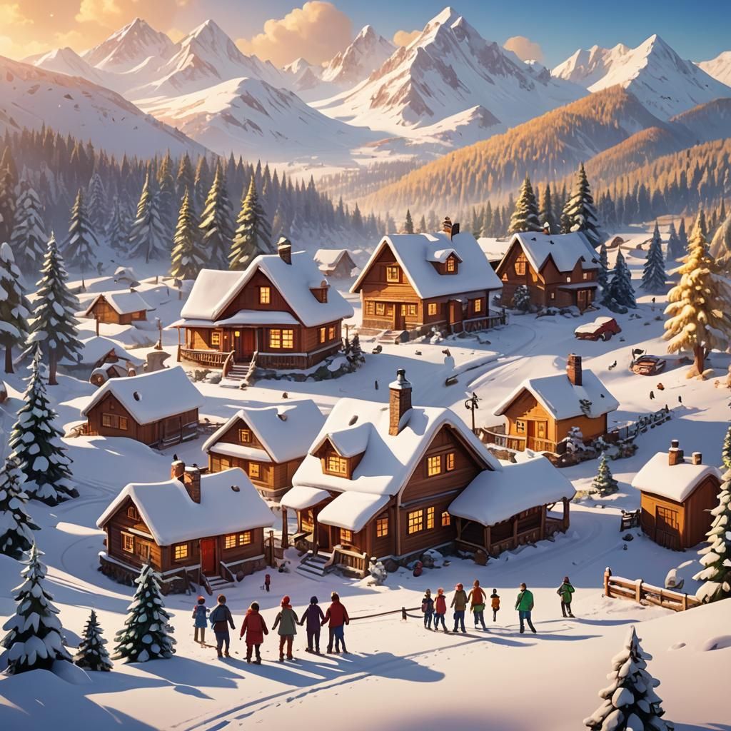 Christmas Celebration in Snow-Capped Mountains