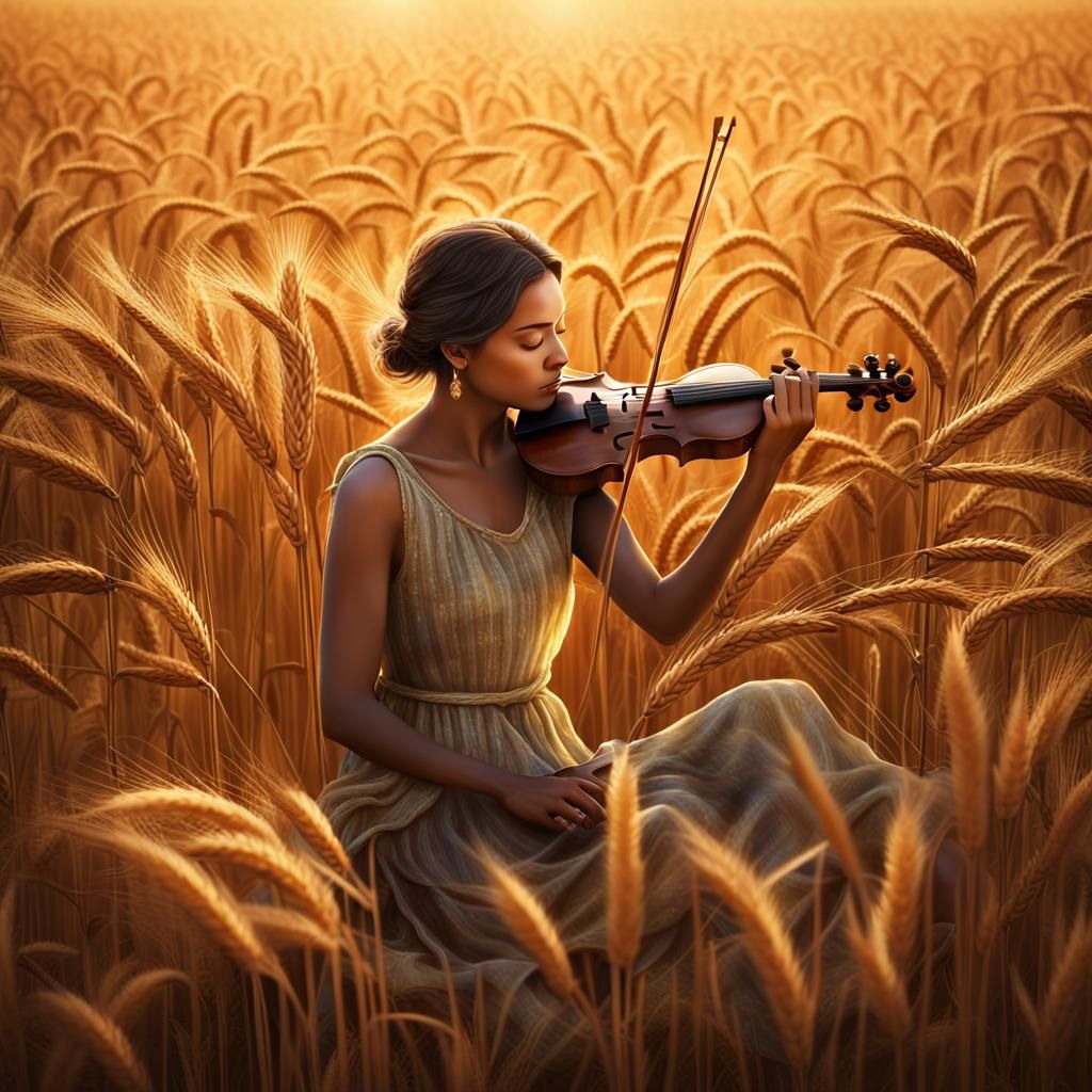 Golden Wheat Field Symphony: Fantasy Concept Art