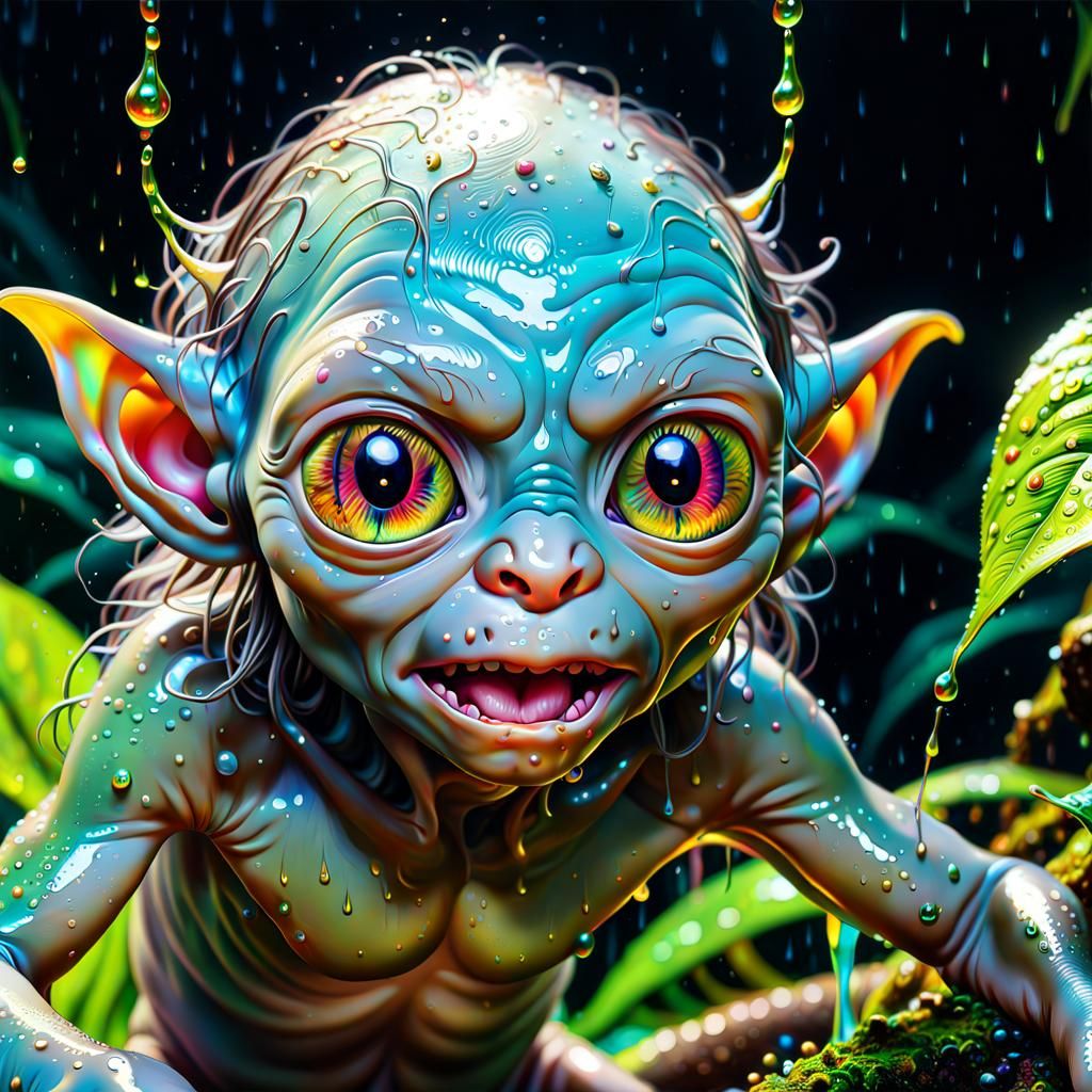 Psychedelic Gollum: Iridescent Detailed Macro Photograph