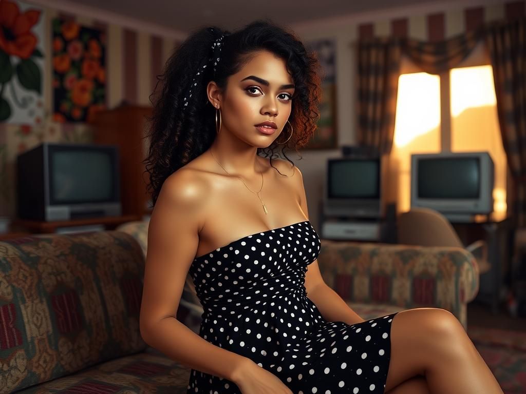 90s Polka Dot Dress in Hyperrealistic Style