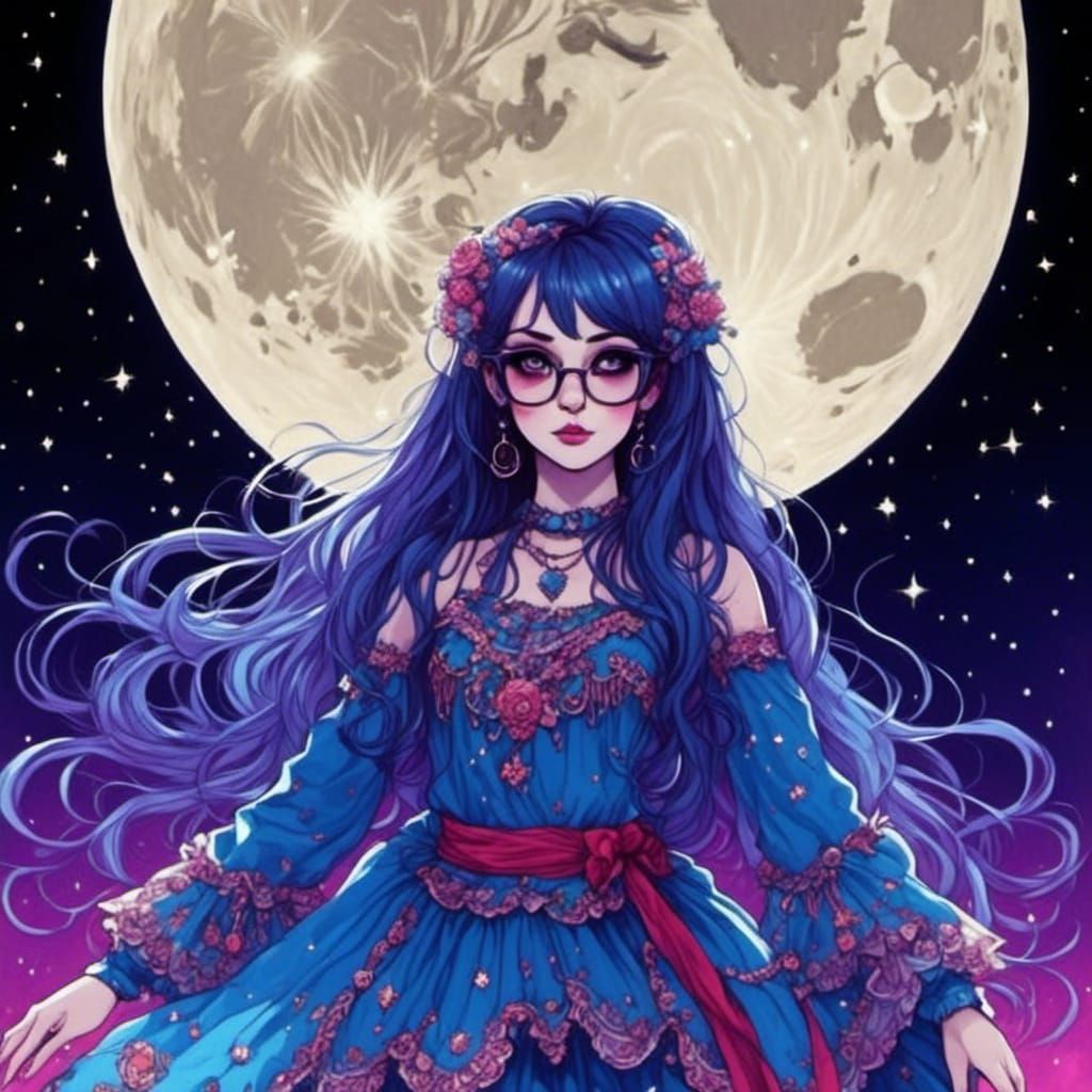 Ethereal Cosmic Moon Princess in Anime Style