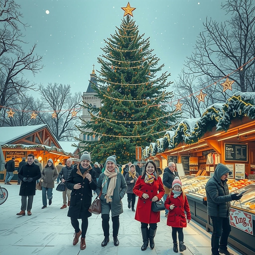 Winter Wonderland Christmas Market Scene
