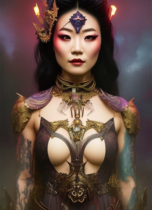 Arden Cho as Fantasy Witch in Hyperrealistic Gothic Art