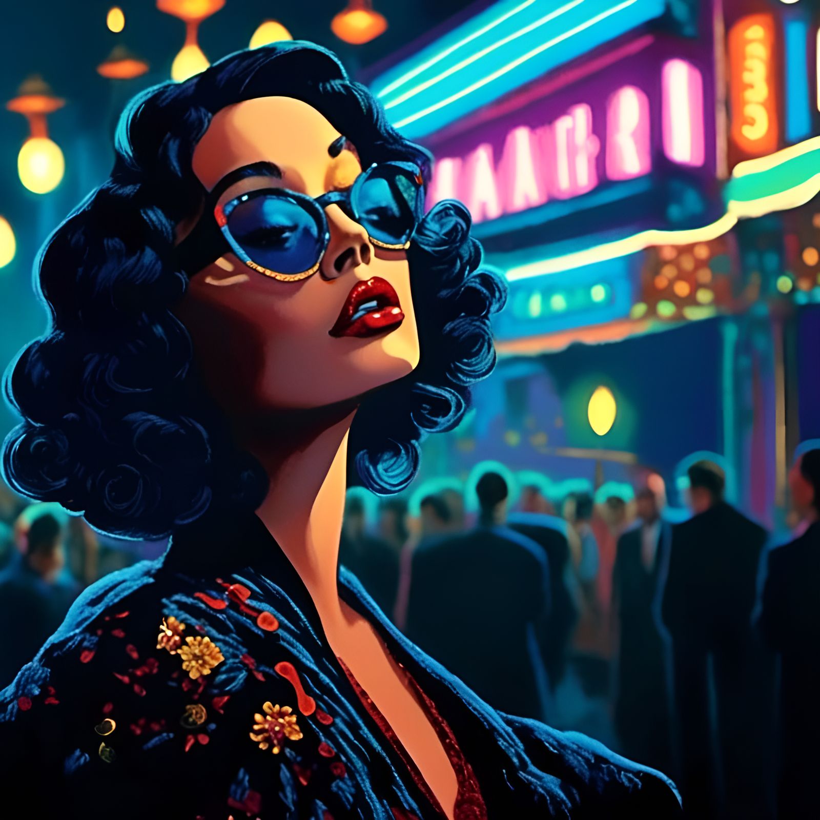 Psychedelic Comic Book Style Blade Runner City