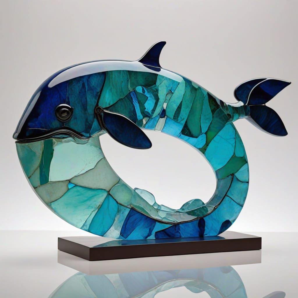 Glass Whale Sculpture Inspired by Egon Schiele and Amedeo Mo...