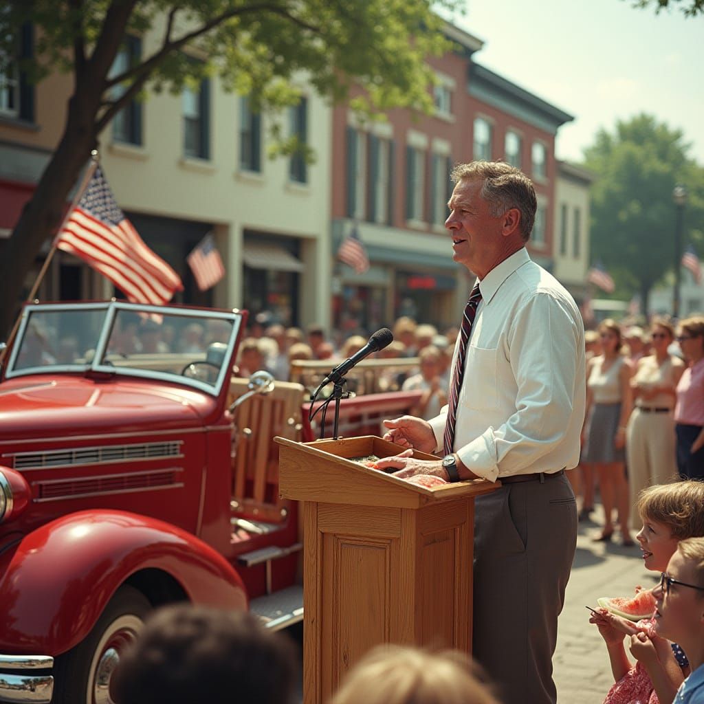 Vintage July Fourth Celebration in Small Town America