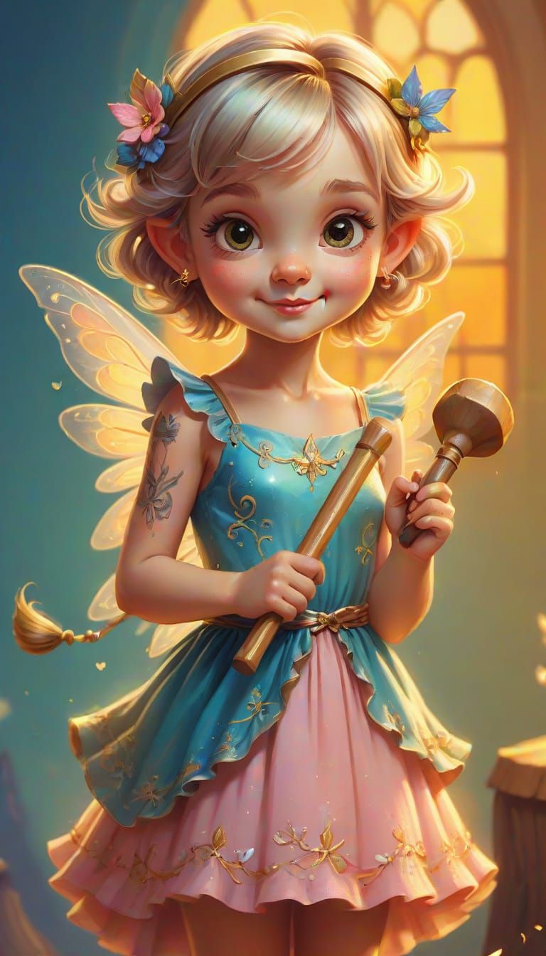 Mischievous Fairy Concept Art in Digital Painting Style
