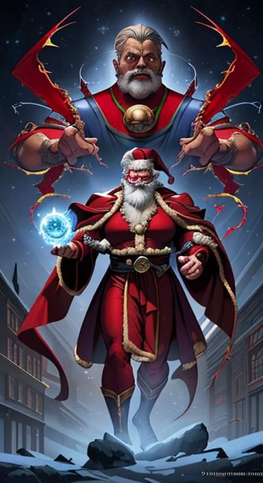 Santa and Dr. Strange Fusion in Comic Book Art