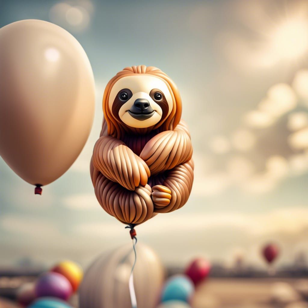 Hyperrealistic Balloon Animal Sloth in HDR