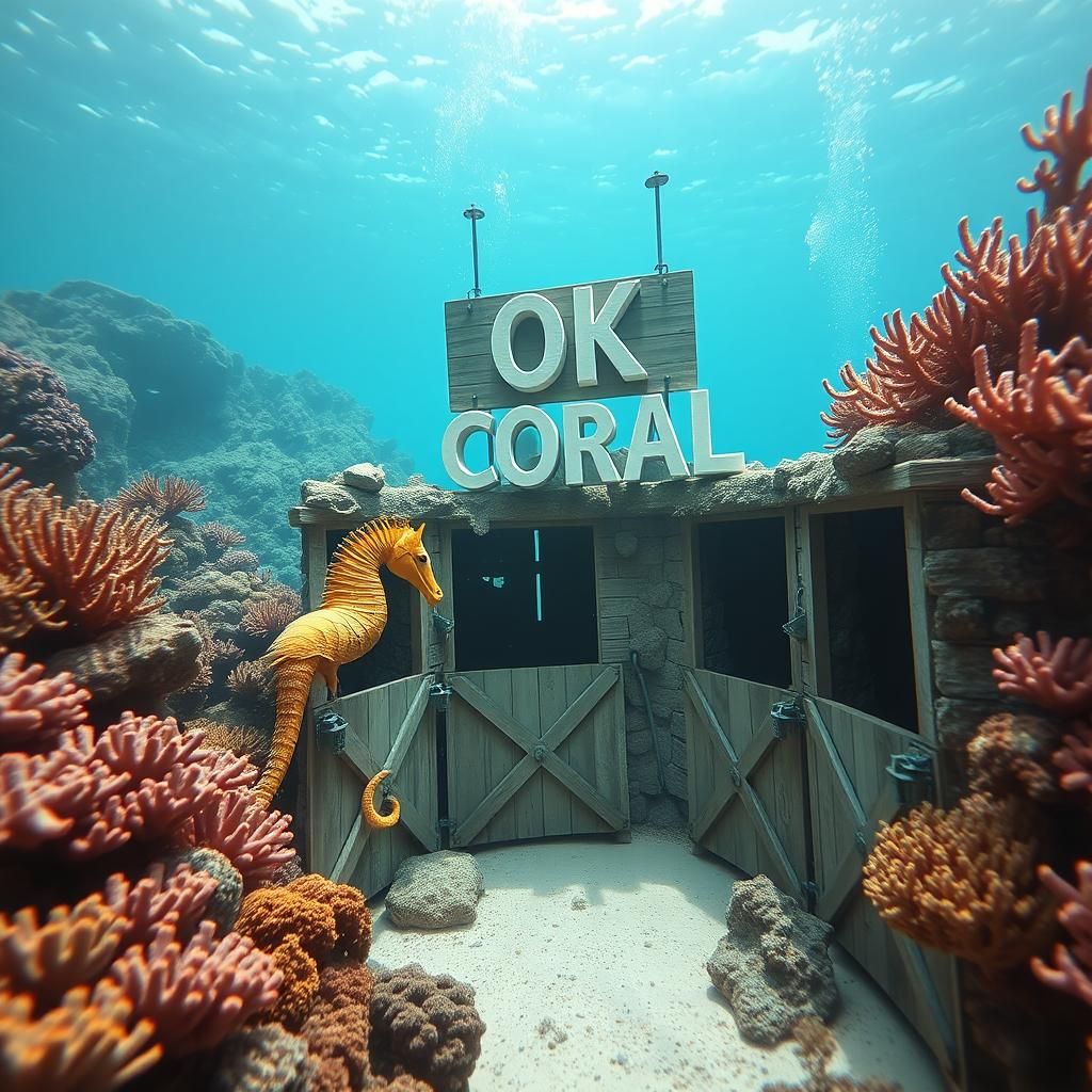 Underwater Seahorse Stable Built into Coral Reef