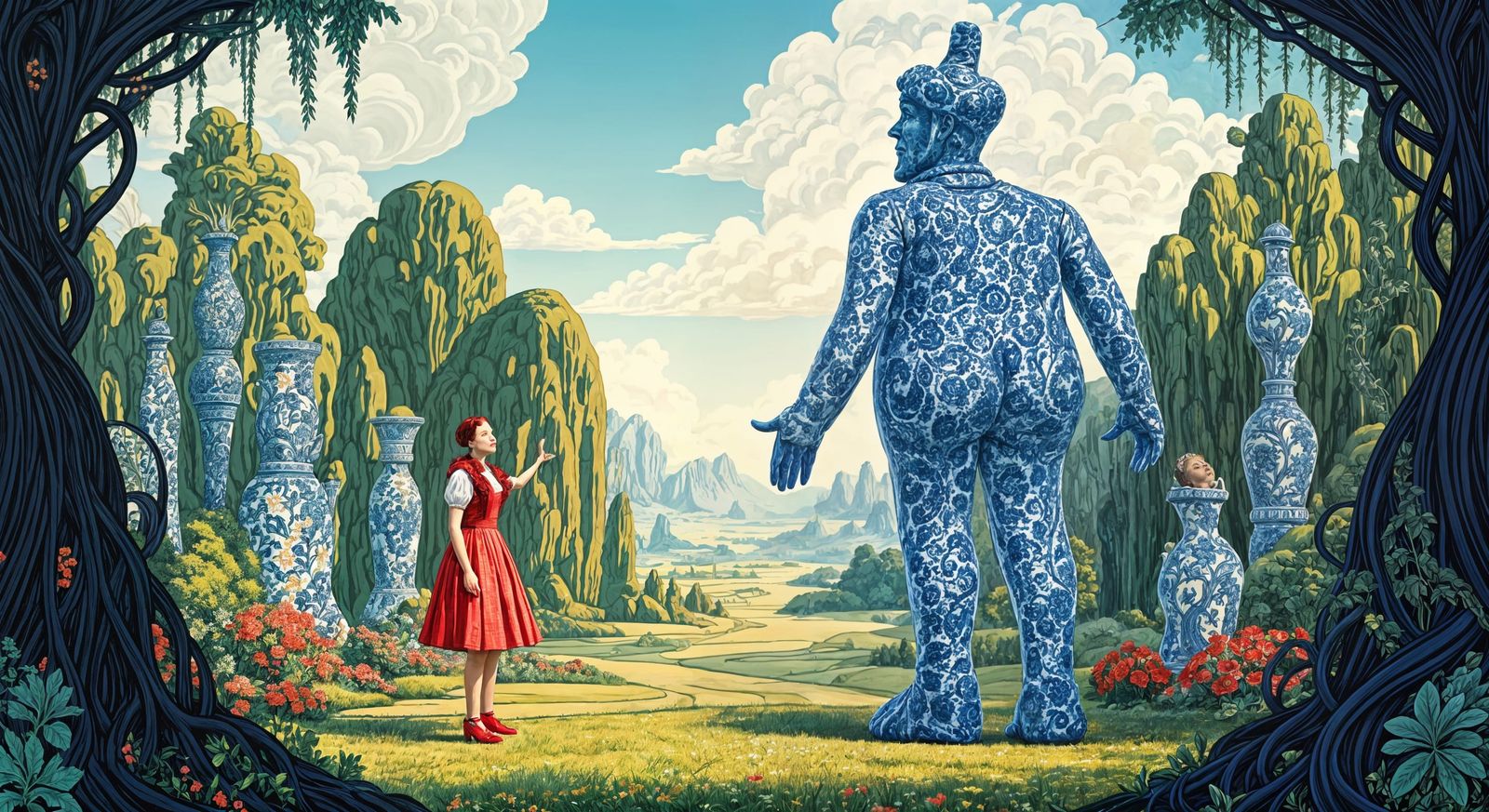 Dorothy Stands in Wonder Before the Porcelain Man in a Whims...