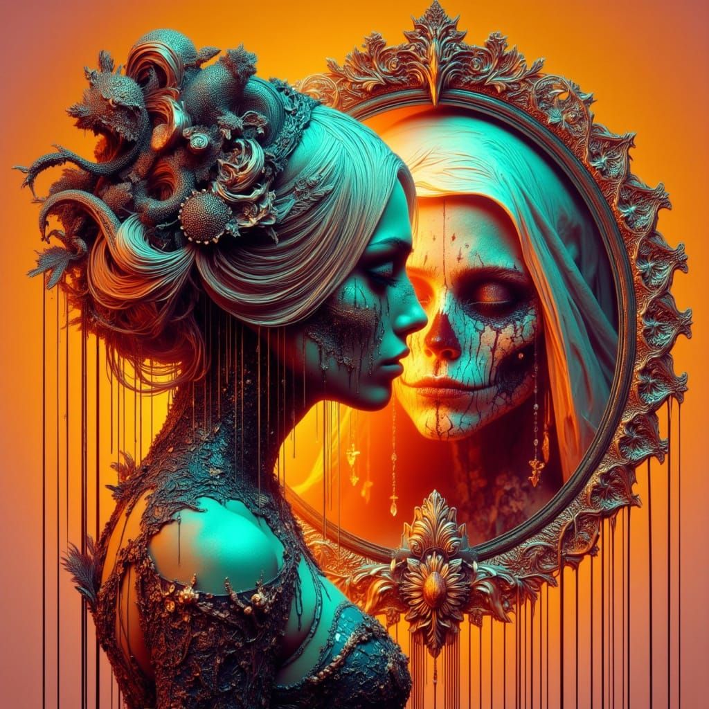 Dreamy Contemplation by a Lake in Surreal 3D Style