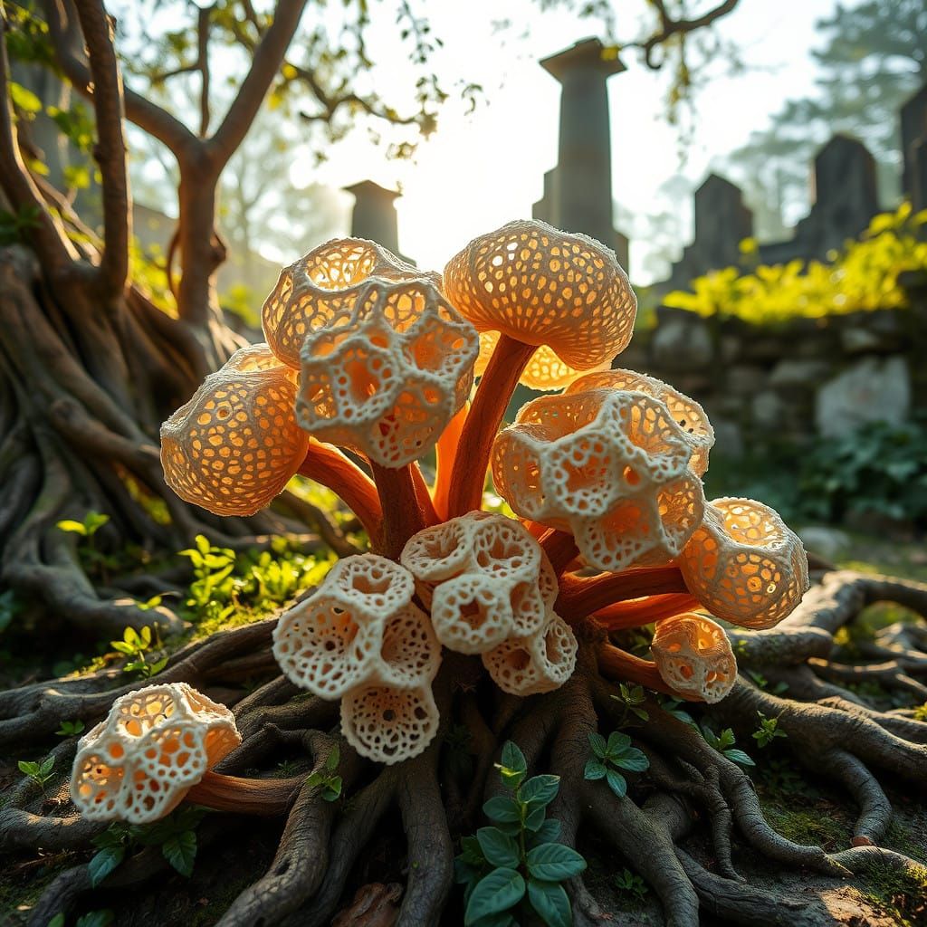 Dreamy Whimsical Fantasy Landscape with Delicate Honeycombs ...