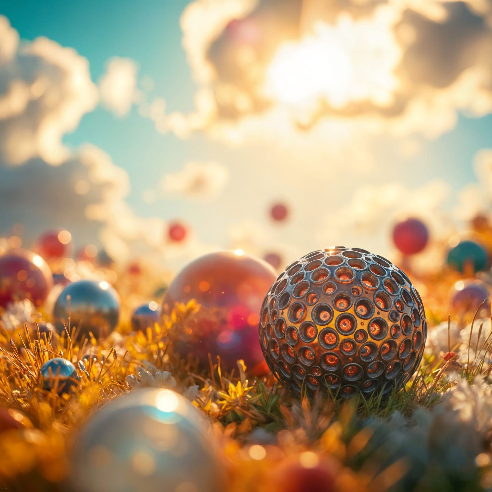 Whimsical Fantasy Landscapes with Intricate, Glowing Orbs