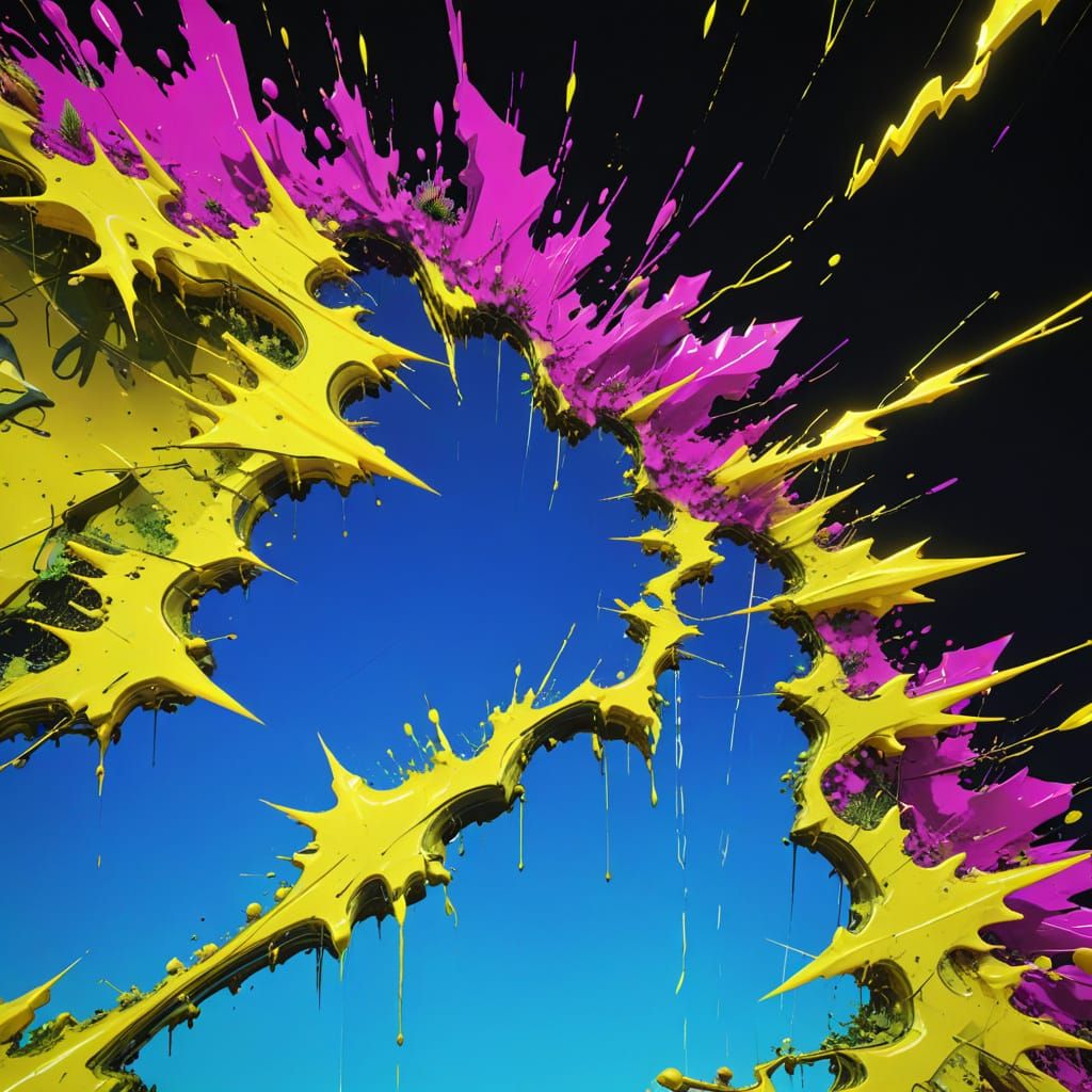 Neon Lightning in Glitch Art City