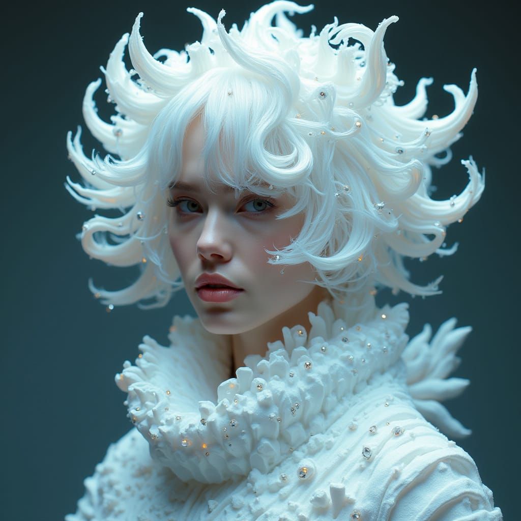 Woman with Sculpted Hairstyle in Avant-Garde Style