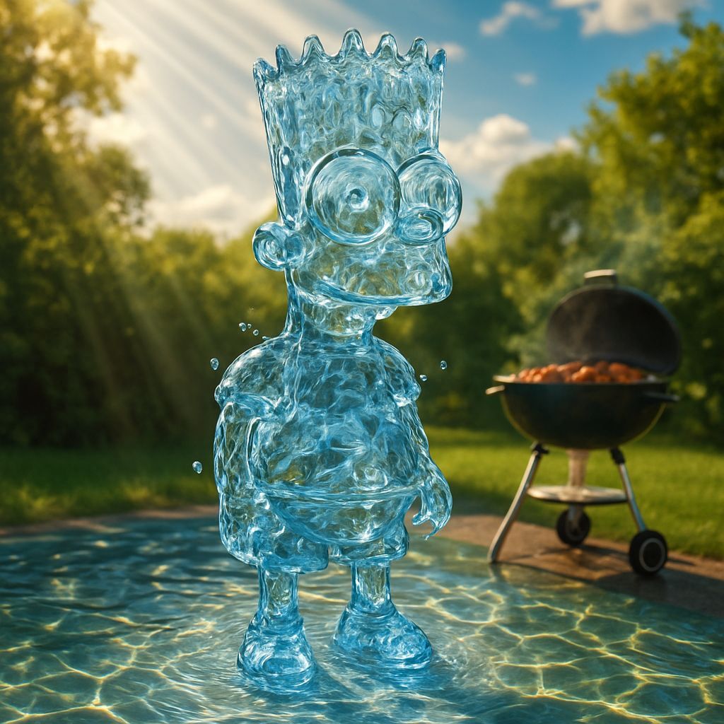 Liquid Bart Simpson Sculpture with Caustic Effects