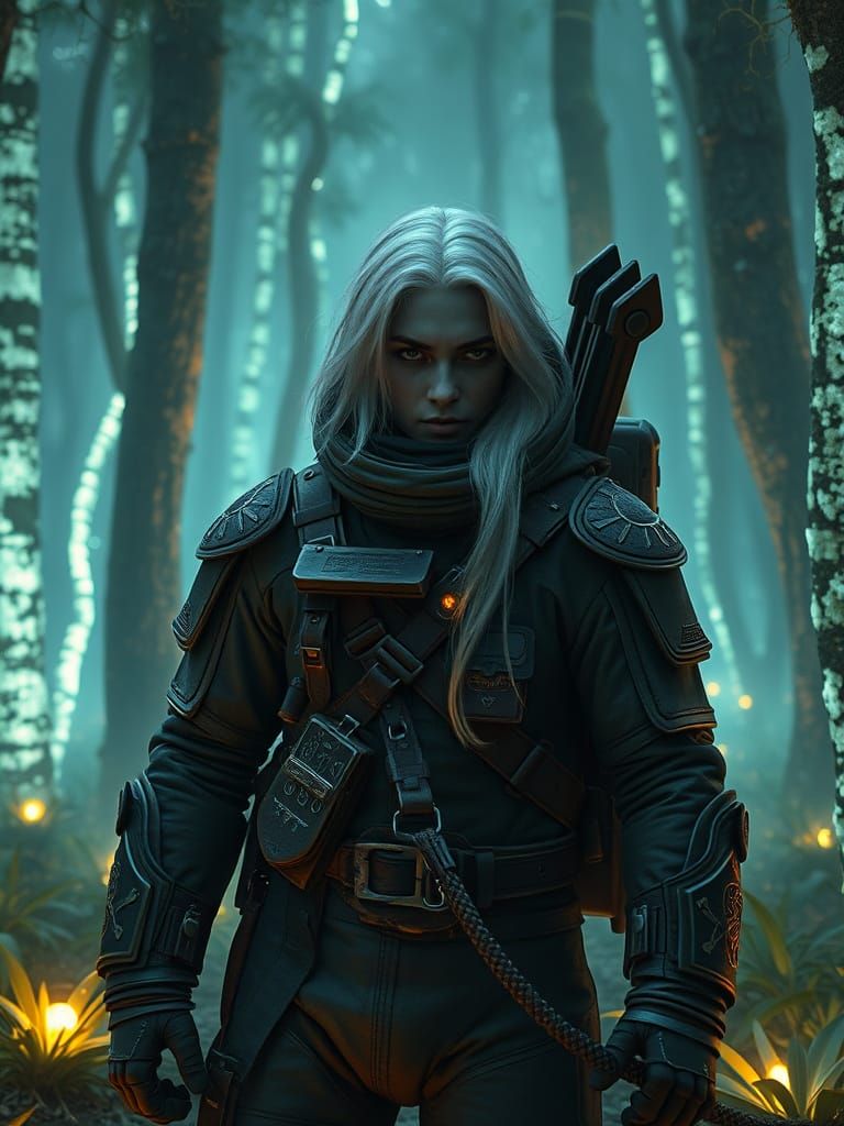 Young Astronaut Stands in Awe Amidst Glowing Otherworldly Fo...