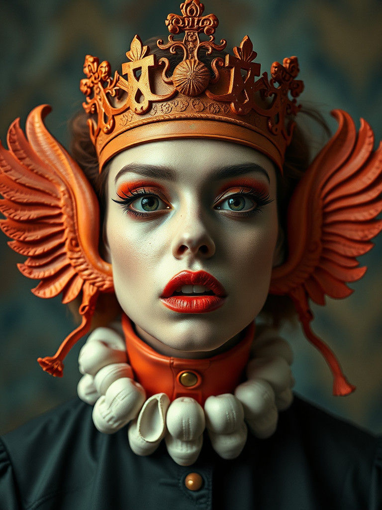 Edgy Heraldic Portrait in Bold Editorial Style