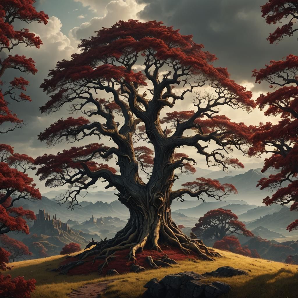 Ominous Oak Tree Matte Painting in Unreal Engine