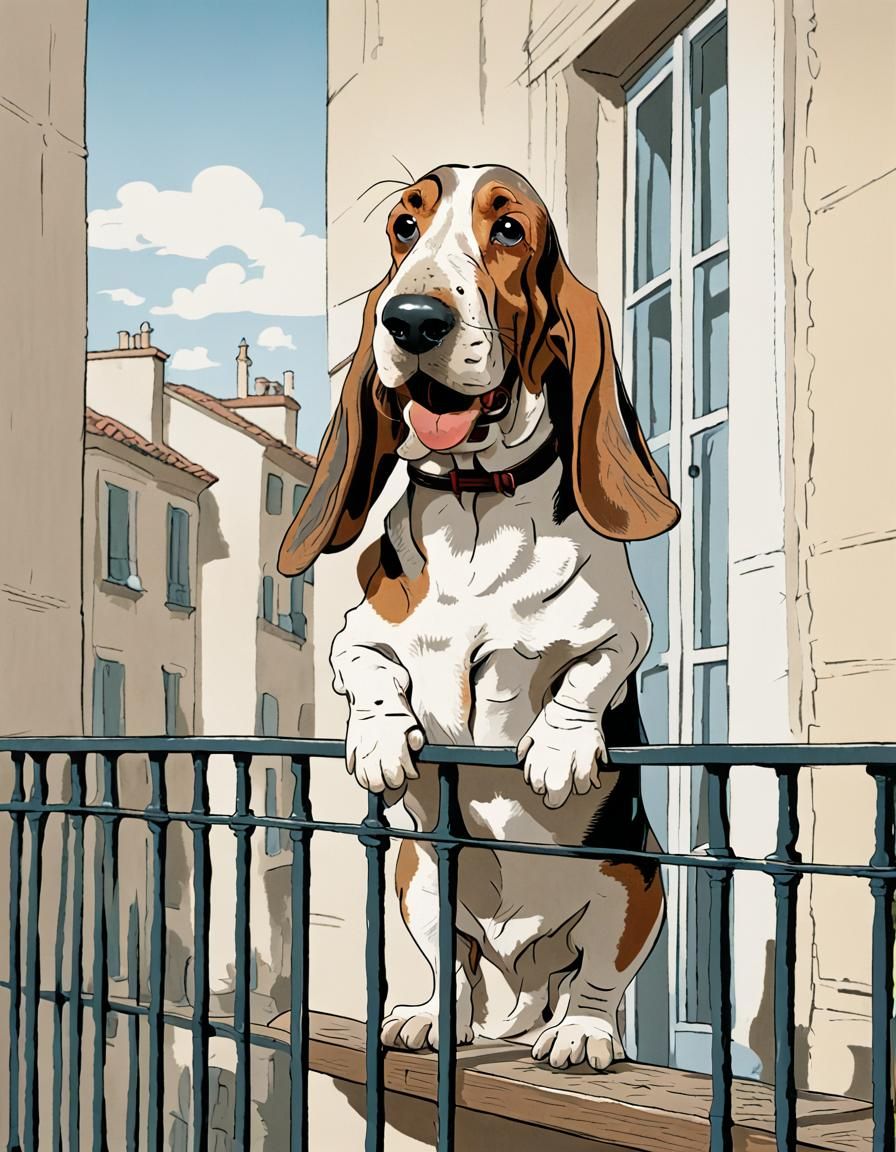 Anthropomorphic Basset Hound Barking Cartoon