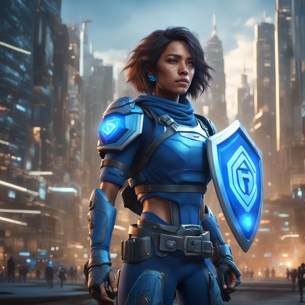 Peruvian Girl in Futuristic City: 3D Game Art