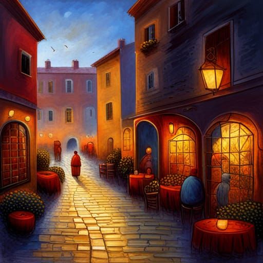 Charming Russian Courtyard Garden at Golden Hour