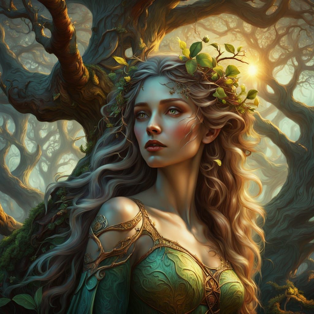 Whimsical Dryad in a Magical Forest