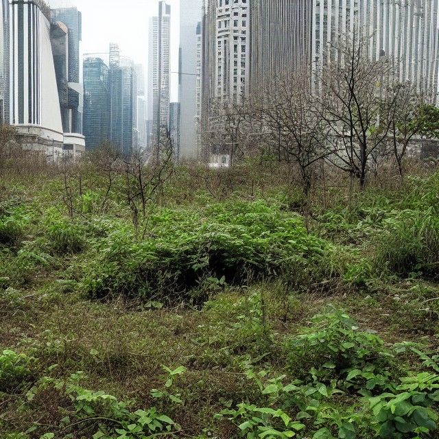 City Overgrown with Wildlife