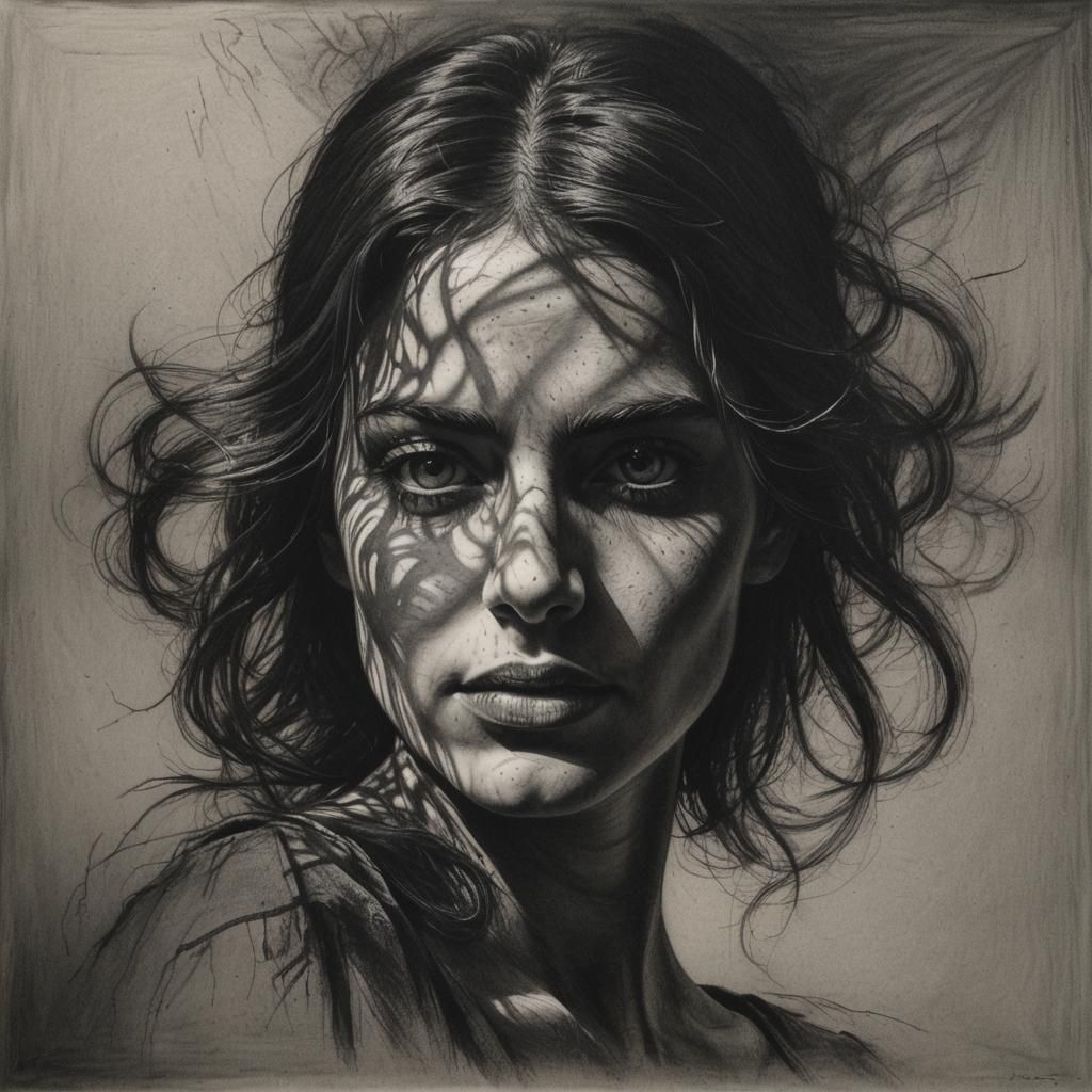 Hyperdetailed Charcoal Drawing of a Shadow