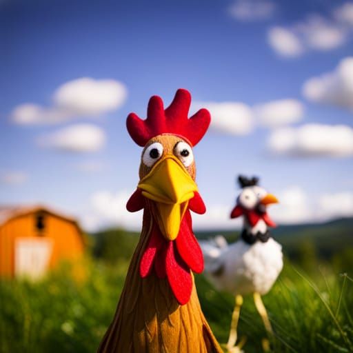 Quirky Rooster Portrait in Stop-Motion Style