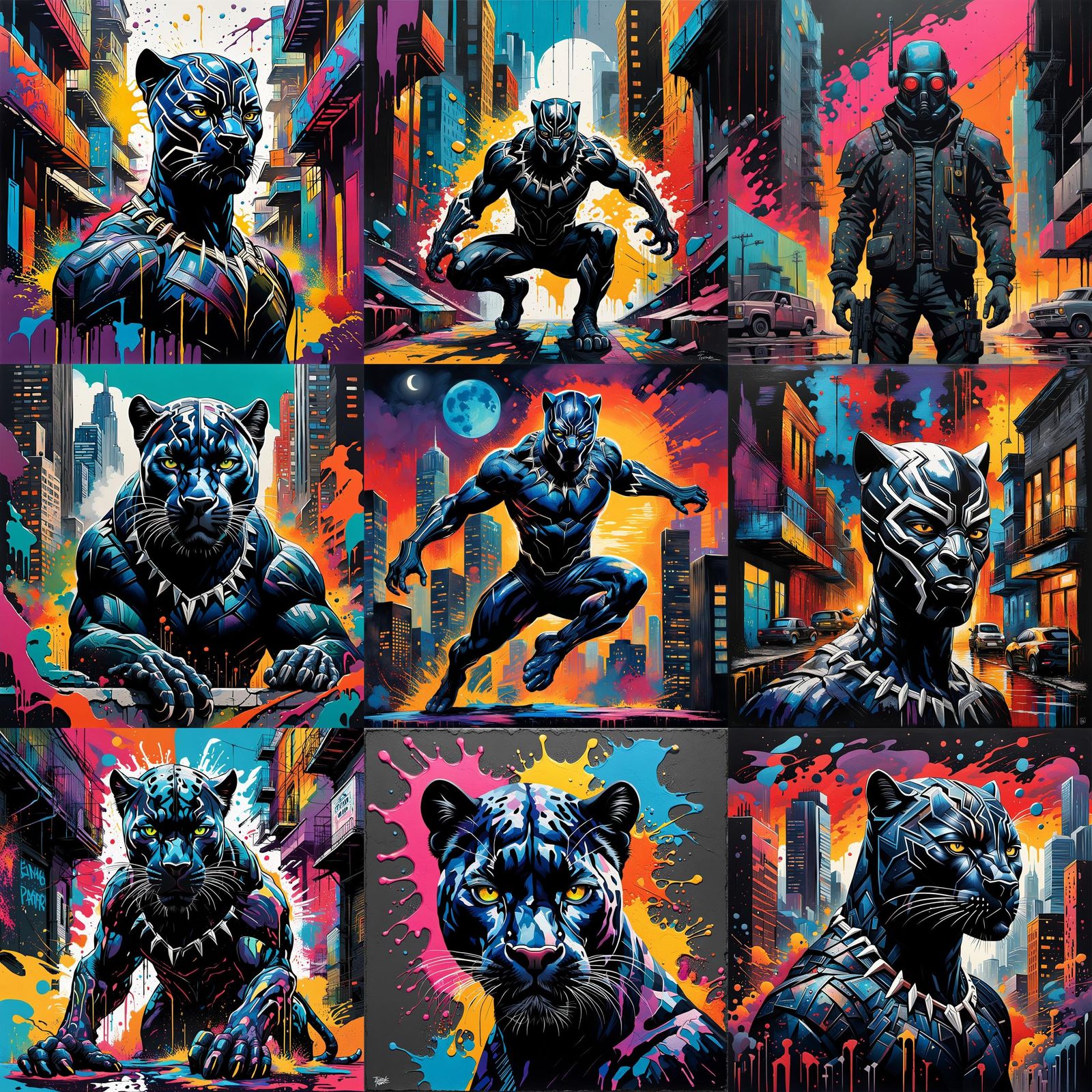 Black Panther Graffiti Art in Street Style