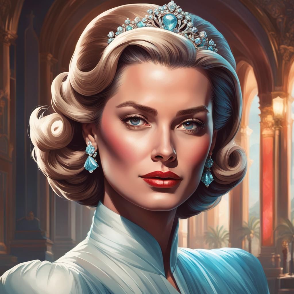 Grace Kelly Portrait in Art Nouveau Style