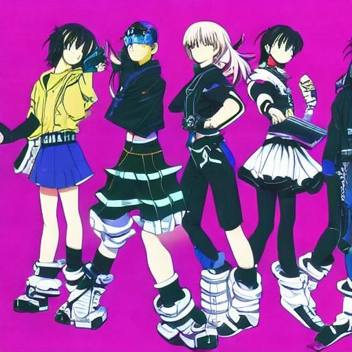 Energetic Cyberpunk Anime Girls Dancing