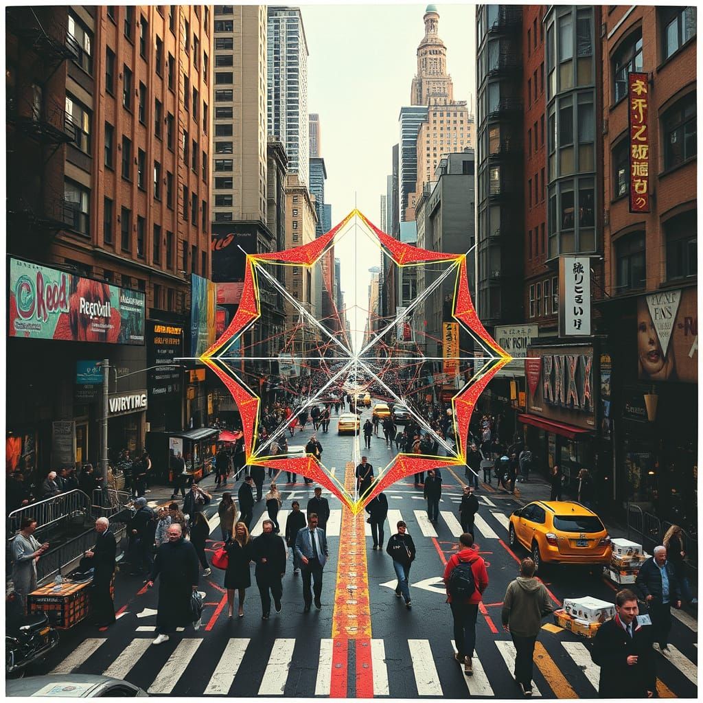 Geoglyph Synchromism Amidst Urban Chaos