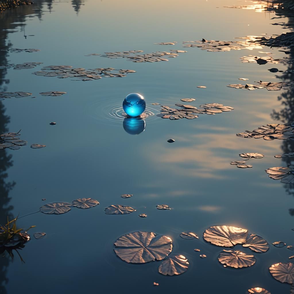 Glowing Orb Over River: Digital Matte Painting